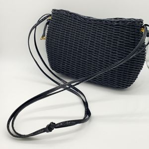 80s Black Jelly Woven Purse